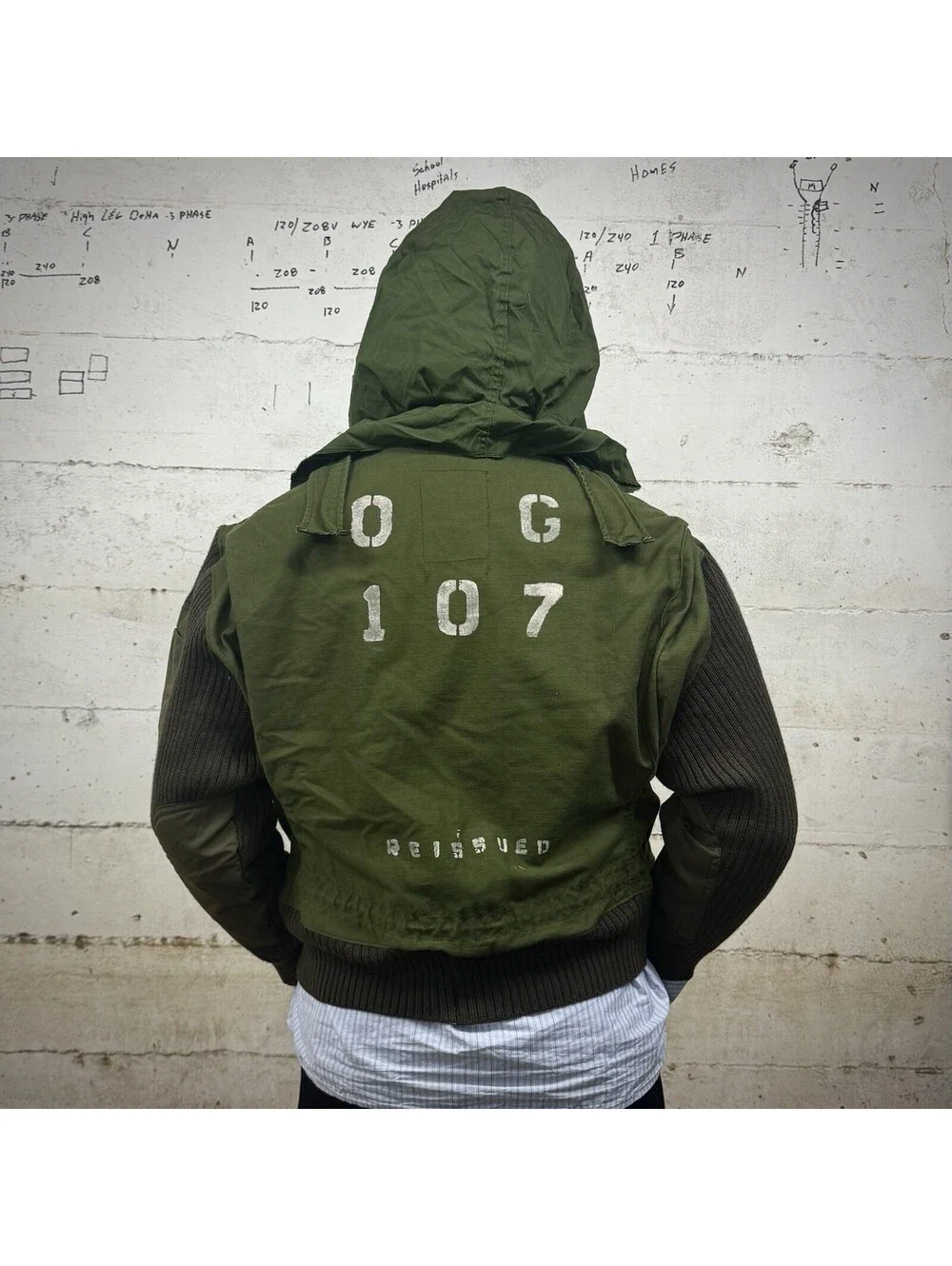 VTG OG107 Jacket Size L Knit Green Gorpcore Distressed 1972